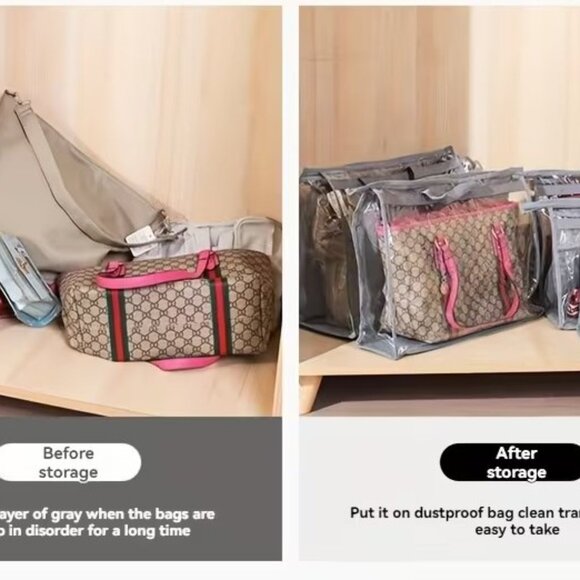 Clear Purse Handbag Storage Dustproof Vinyl Bag Transparent Organizer w/Zipper - Picture 7 of 7